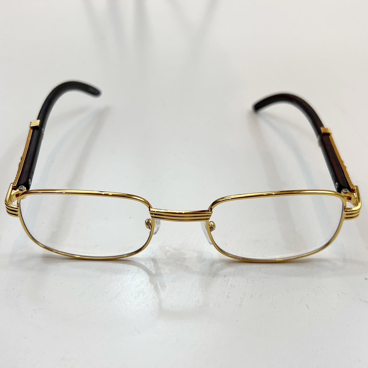 Mens gold frame bitable clear lens glasses