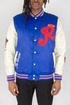 Rebel Minds Catch Feeling Patch Embroidered Puff Jacket (Royal)