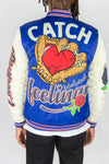 Rebel Minds Catch Feeling Patch Embroidered Puff Jacket (Royal)