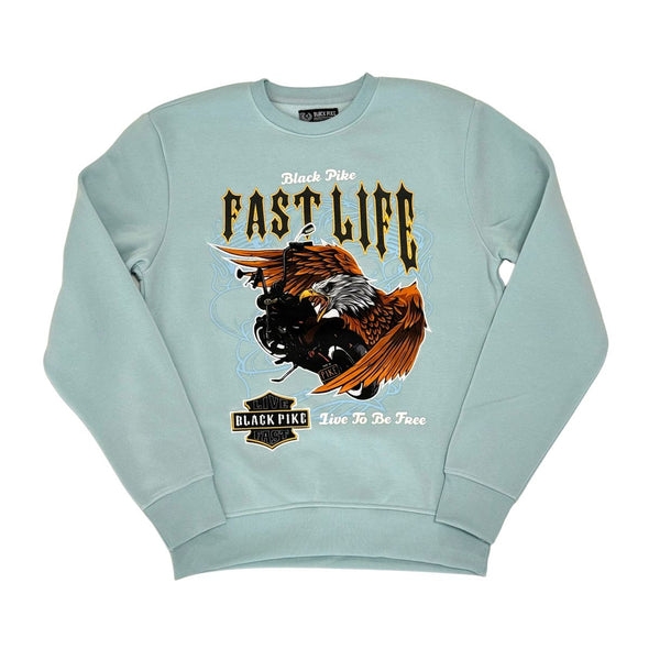 Black Pike Fast Life Crewneck (Light Blue)