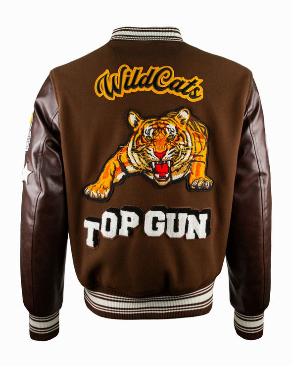 TOP GUN® "WILDCATS" VARSITY JACKET (Brown)