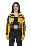 Smoke Rise Red Racing Collared PU Jacket (Black)