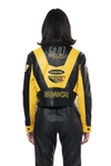 Smoke Rise Red Racing Collared PU Jacket (Black)