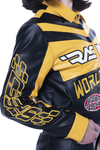 Smoke Rise Red Racing Collared PU Jacket (Black)