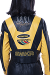 Smoke Rise Red Racing Collared PU Jacket (Black)