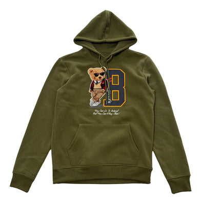 Black Pike Bear Patch Embroidered Hoodie (Olive)