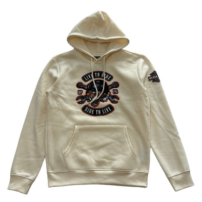 Black Pike Live to Ride Patch Embroidered Hoodie (Natural)