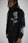 R3bel Denim Melton Varsity Tapestry Patches Jacket (Black)