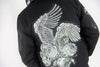 R3bel Denim Melton Varsity Tapestry Patches Jacket (Black)