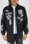 R3bel Denim Melton Varsity Tapestry Patches Jacket (Black)