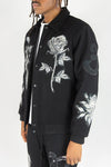 R3bel Denim Melton Varsity Tapestry Patches Jacket (Black)