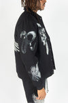 R3bel Denim Melton Varsity Tapestry Patches Jacket (Black)