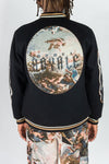 R3bel Denim Melton Varsity Tapestry Patches Jacket