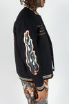 R3bel Denim Melton Varsity Tapestry Patches Jacket