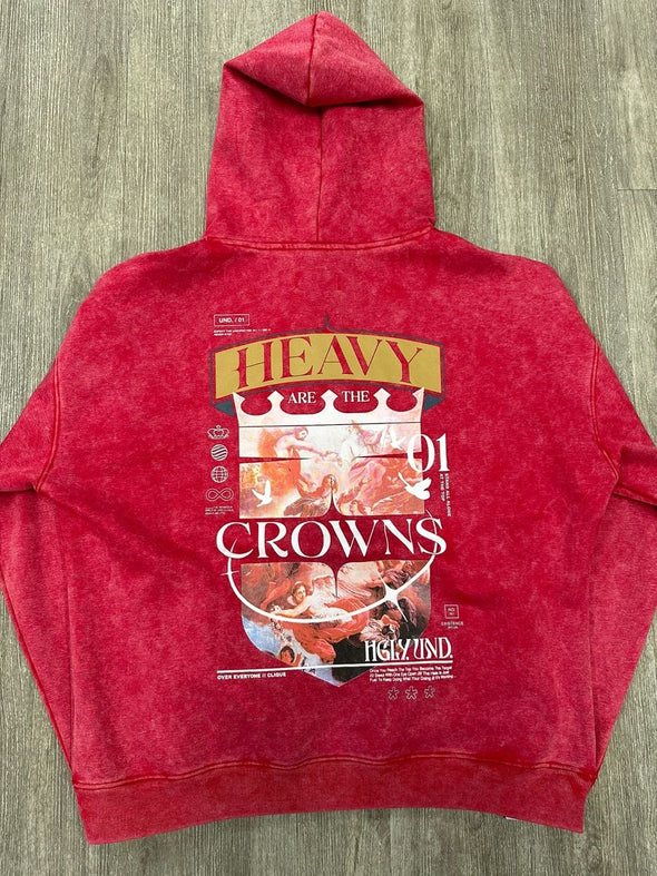 Highly Undrtd Heavy R The Crowns Acid Wash Hoodie (Red)