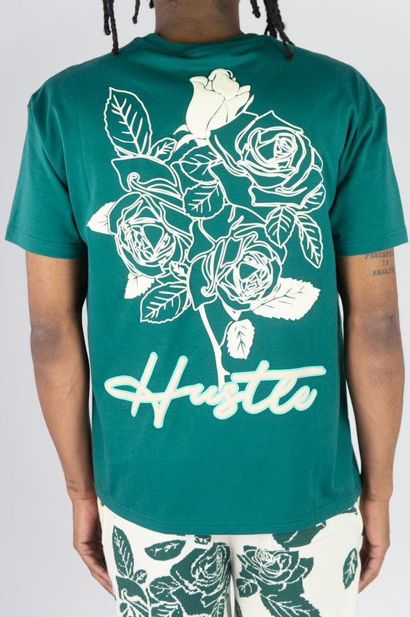 Rebel Minds Hustle Rose Oversized Tee (Hunter Green)