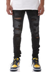 KDNK Multi Distressed Denim Jean with Ankled Zippers (Black)