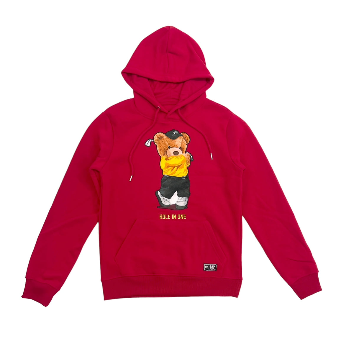 Black Pike Patch Embroidered Hoodie (Red) | UPSTREAMERS