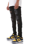 KDNK Multi Distressed Denim Jean with Ankled Zippers (Black)