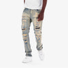 Copper Rivet Washed Ripped Wrinkle Jean (Tint Blue)