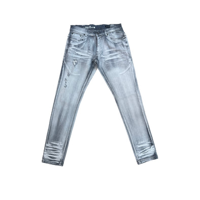 Copper Rivet Ripped Twill Jean (Grey)