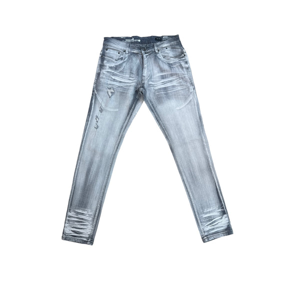 Copper Rivet Ripped Twill Jean (Grey)