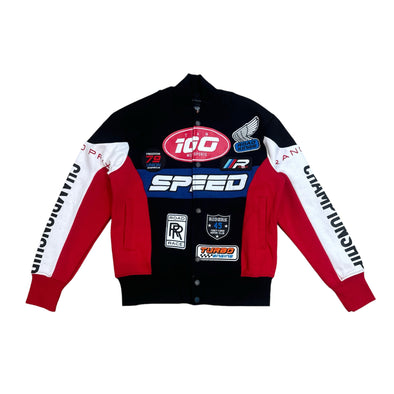 Copper Rivet Racing Patched Fleece Jacket (Black)