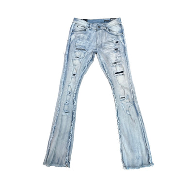 Copper Rivet Stacked Jean (Light Sand Blue)