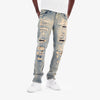 Copper Rivet Washed Ripped Wrinkle Jean (Tint Blue)