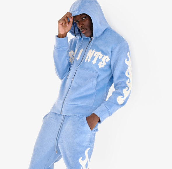 Copper Rivet Saints Mohair Hoodie (Light Blue)