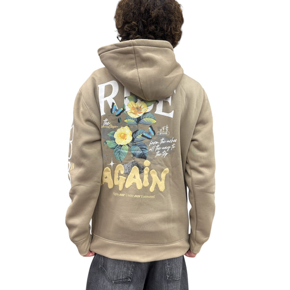 Highly Undrtd Rise Again Puff Print Hoodie (Tan)