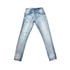 Copper Rivet Ripped Twill Jean (Light Sand Blue)