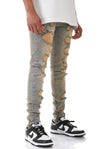 KDNK Multi Distressed Denim Jean with Ankled Zippers (Tinted Blue)