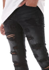 KDNK Multi Distressed Denim Jean with Ankled Zippers (Black)