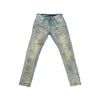 Copper Rivet Ripped Twill Jean (Khaki Tint Blue)