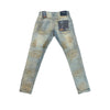 Copper Rivet Ripped Twill Jean (Khaki Tint Blue)