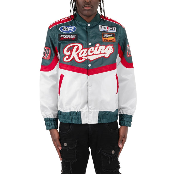 Copper Rivet Racing Nylon Patched Jacket (Hunter Green)