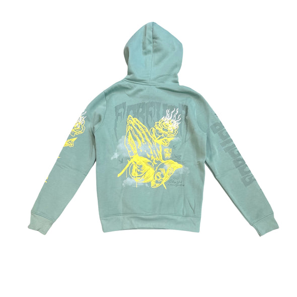 Highly Undrtd Praying Hand Puff Print Hoodie (Oxi Green)