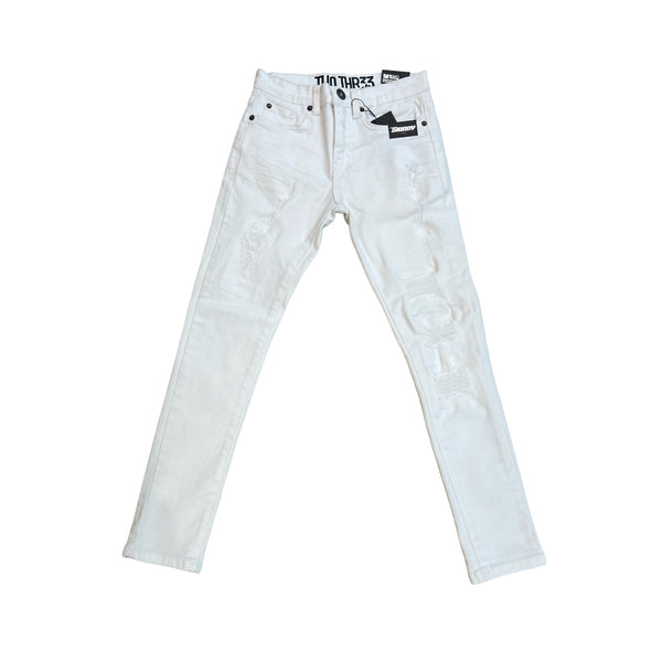 Two Thr33 Boy's Ripped Jean (White)