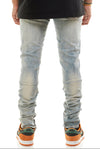 KDNK Multi Distressed Denim Jean with Ankled Zippers (Tinted Blue)