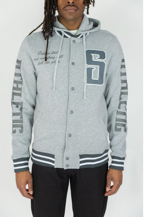 Rebel Minds Superior Fleece Varsity Jacket (Grey)