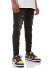 KDNK Multi Distressed Denim Jean with Ankled Zippers (Black)