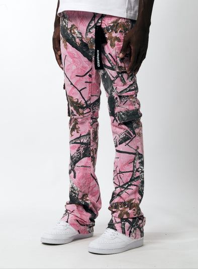 Kindred Stacked Cargo Pocket Jean (Pink Forest Camo)