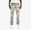 Copper Rivet Washed Ripped Wrinkle Jean (Tint Blue)