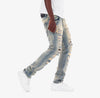 Copper Rivet Washed Ripped Wrinkle Jean (Tint Blue)