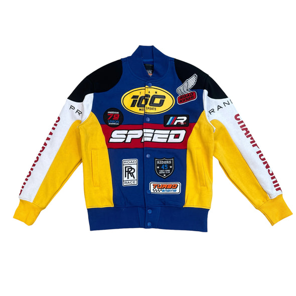 Copper Rivet Racing Patched Fleece Jacket (Royal)