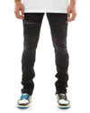 KDNK Paint Splatter Destroyed Anker Zipper Denim Jean (Black)