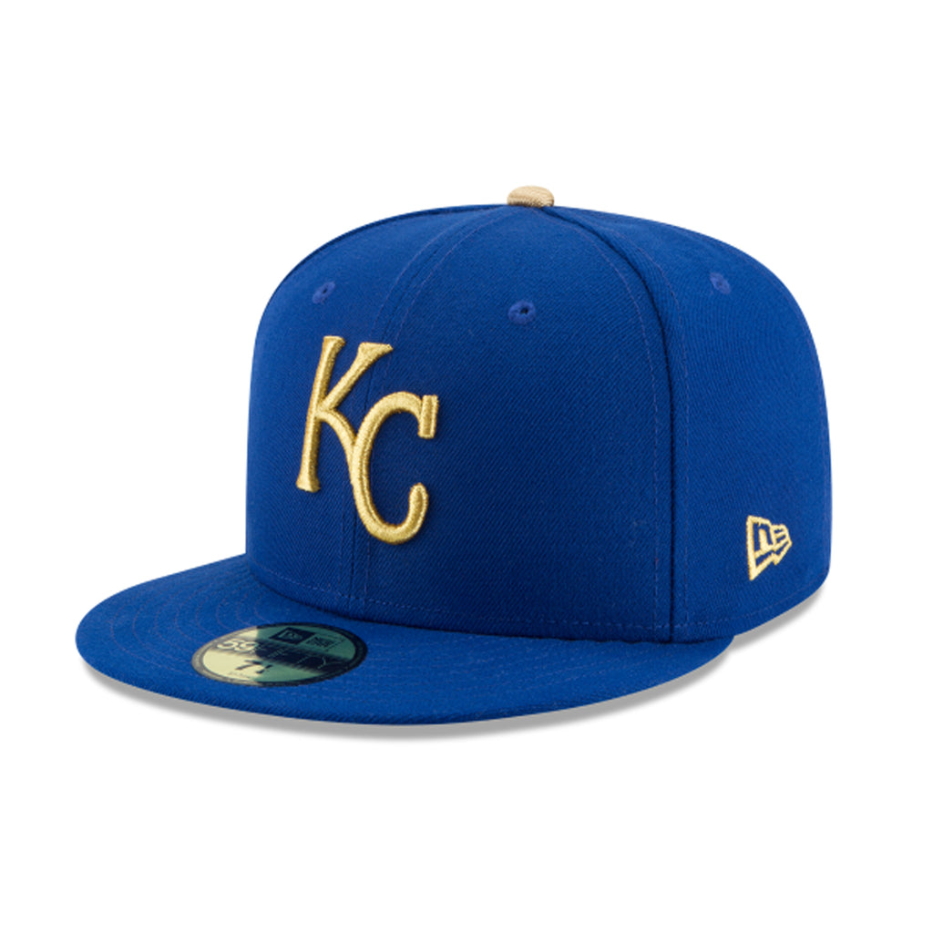 New Era 59Fifty Kansas City Royals Fitted Hat Blue Gold